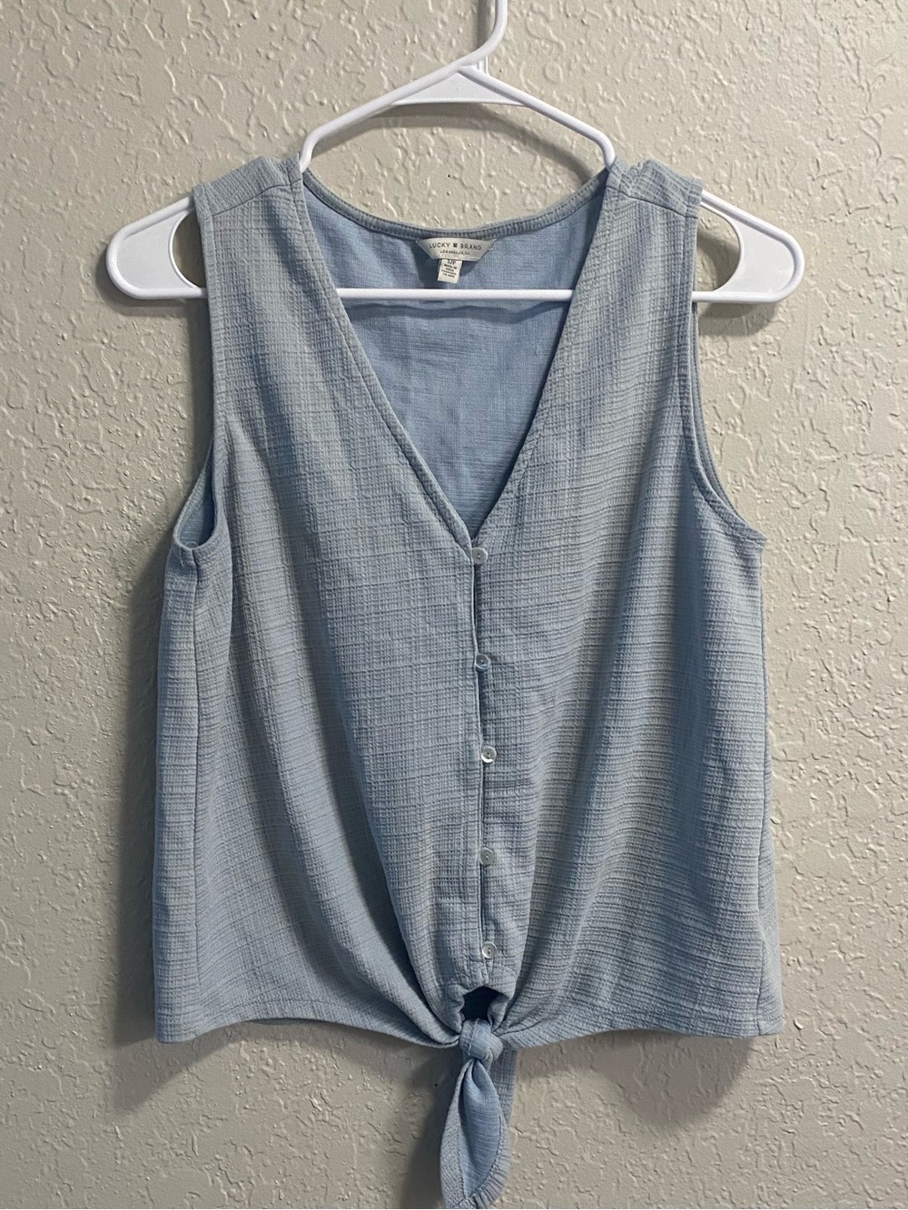 Lucky Brand Light Blue Button-Front Tie Tank